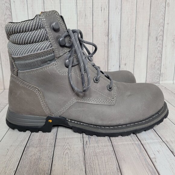 CAT Paisley 6" Steel Toe Work boot Gray Leather Women's 10 Wide - Picture 3 of 8